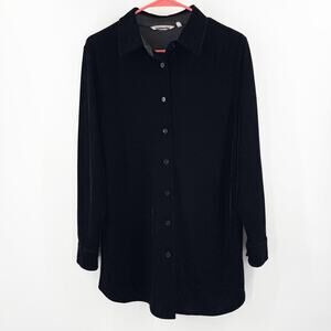 Soft Surroundings Women's Size Small Velvet Boyfriend Tunic Button Black #29695
